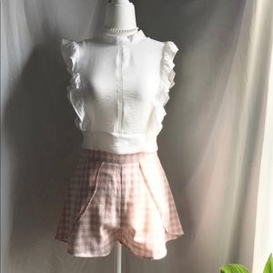 Off White linen top with front detail and back tie